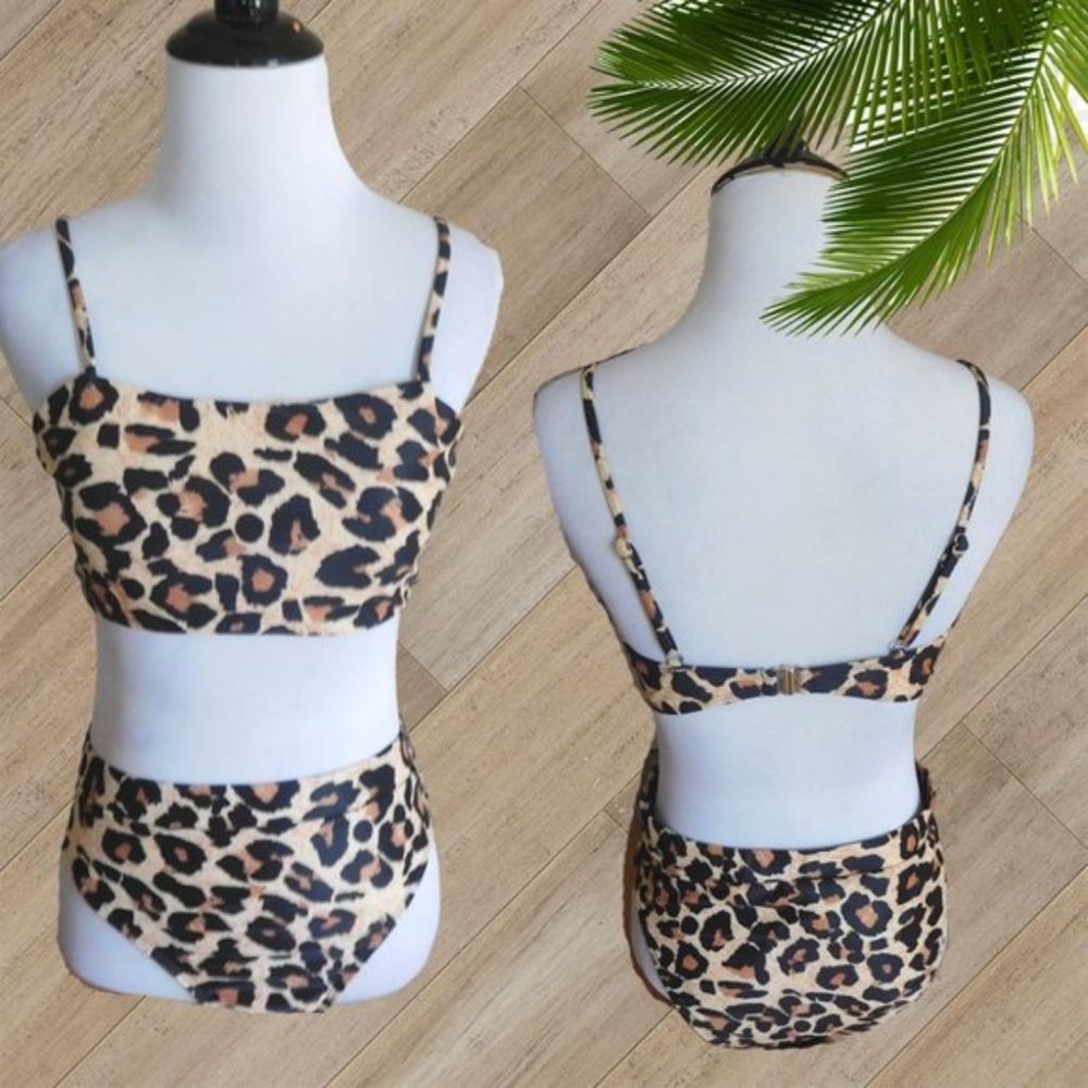 ANIMAL PRINT BANDEAUX TWO PIECE SWIMSUIT